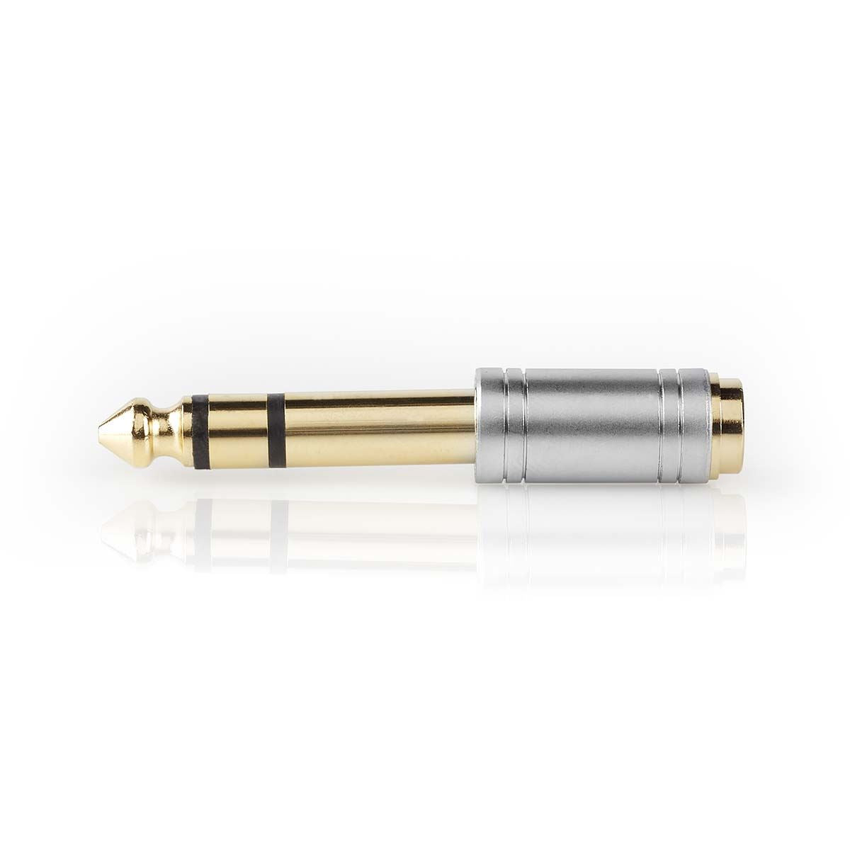 Nedis CAGC23930ME | Stereo Audio Adapter | 6.35 mm Male | 3.5 mm Female | Gold Plated | Straight | Metal | Silver | 1 pcs | Box