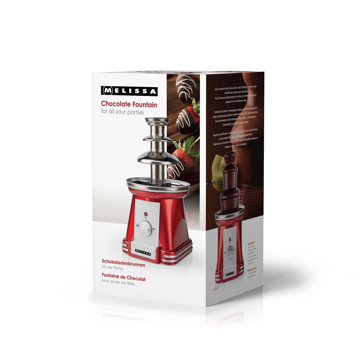 MELISSA Chocolate Fontain | 90 W | 32cm height | 3 Tiers | Red / White