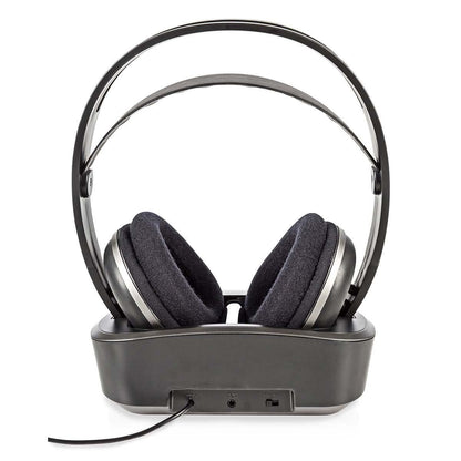Nedis Wireless TV Headphones | RF | Over-Ear | Maximum battery play time: 11 hrs | 100 m | Digital Audio | Charging dock | Black / Silver