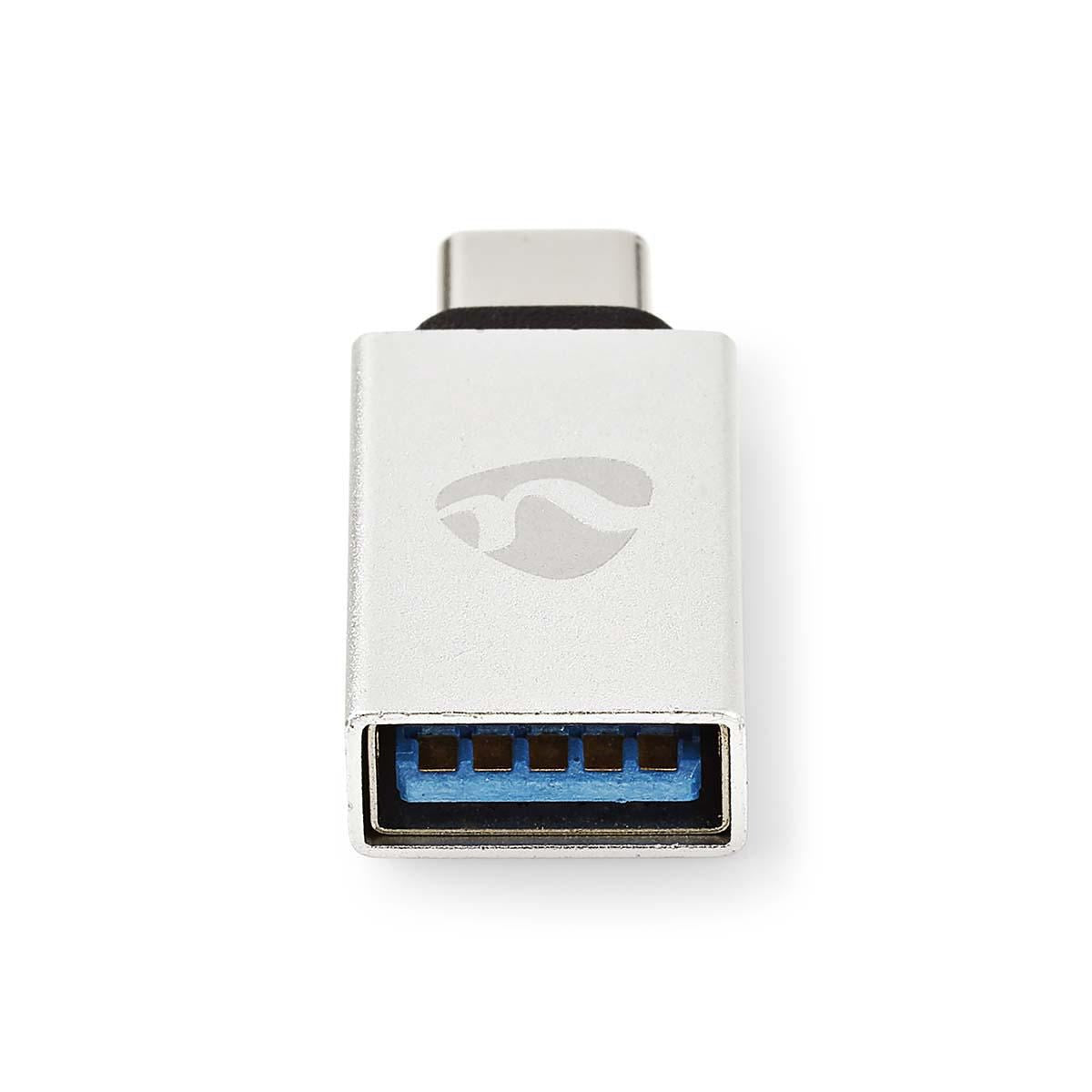 Nedis USB-C™ Adapter | USB 3.2 Gen 1 | USB-C™ Male | USB-A Female | 5 Gbps | Round | Nickel Plated | Silver | Cover Window Box