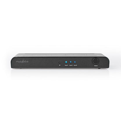Nedis HDMI™ Switch | 3 port(s) | 3x HDMI™ Input | 1x HDMI™ Output | 4K@60Hz | 18 Gbps | Remote controlled | Metal | Anthracite