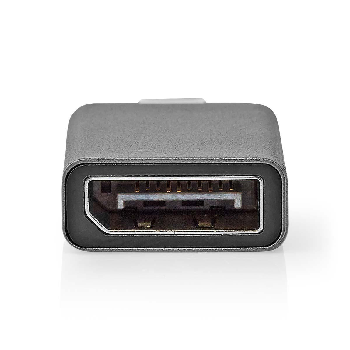 Nedis USB-C™ Adapter | USB 3.2 Gen 1 | USB-C™ Male | DisplayPort Female | 4K@60Hz | Round | Nickel Plated | Black / Grey | Envelope