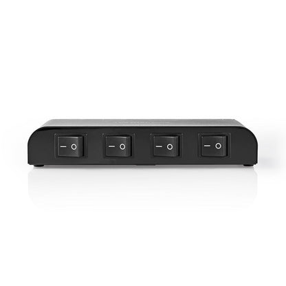 Nedis Speaker Control Switchbox | 4 port(s) | Terminal Clamps | Speaker impedance: 4-16 Ohm | Maximum load per channel: 200 W | Aluminium | Black