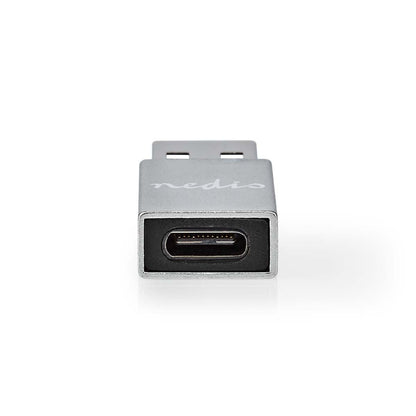Nedis USB-A Adapter | USB 3.2 Gen 1 | USB-A Male | USB-C™ Female | 5 Gbps | Round | Nickel Plated | Black | Box