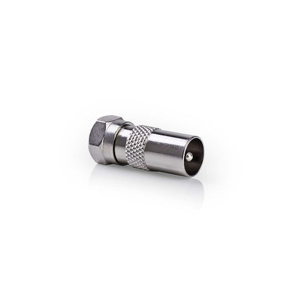 Nedis Satellite & Antenna Adapter | F Male | IEC (Coax) Male | Nickel Plated | 75 Ohm | Straight | Metal | Silver | 1 pcs | Box