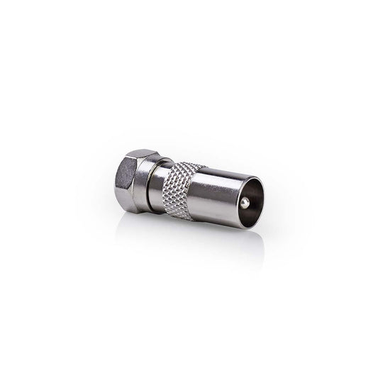 Nedis Satellite & Antenna Adapter | F Male | IEC (Coax) Male | Nickel Plated | 75 Ohm | Straight | Metal | Silver | 1 pcs | Box