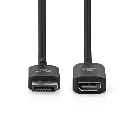 Nedis CCGP37108BK02 | DisplayPort Adapter | DisplayPort Male | HDMI™ Output | 8K@30Hz | Nickel Plated | Straight | 0.20 m | Round | TPE | PVC | Black | Envelope