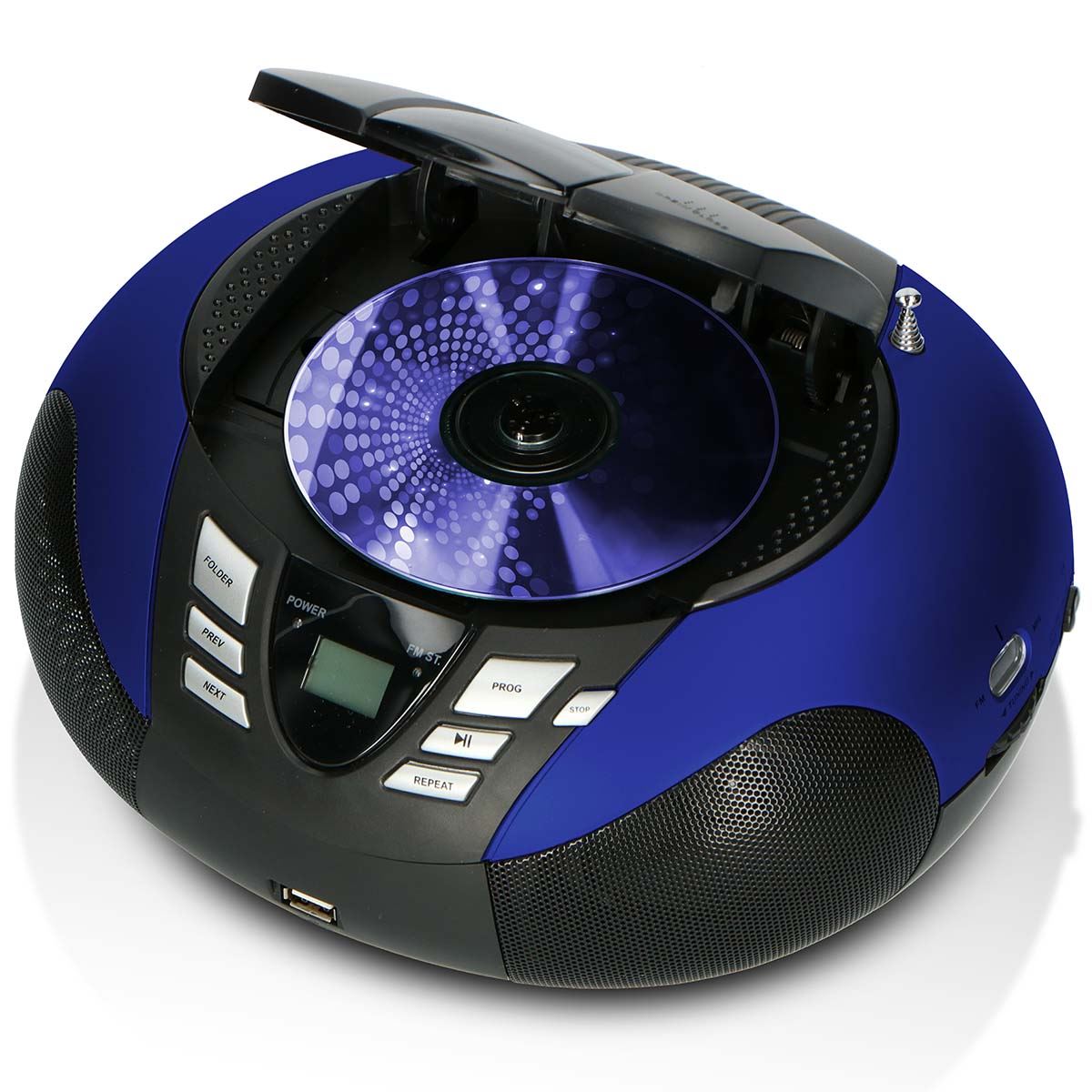 Lenco SCD-37 USB Blue Portable FM Radio CD and USB player Blue