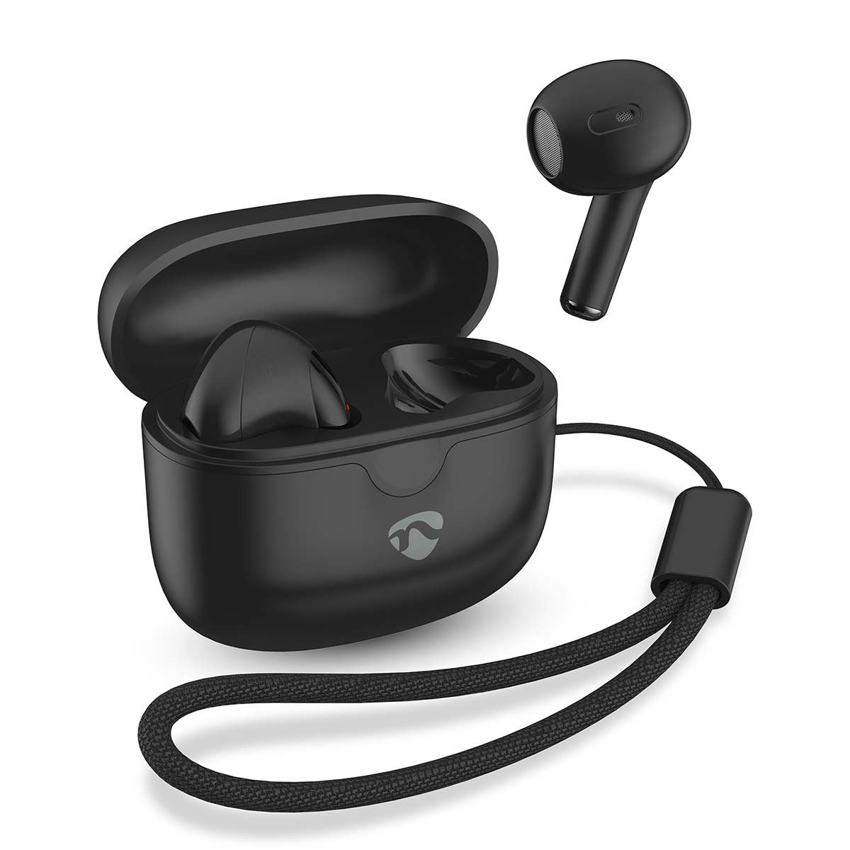 Nedis Fully Wireless Earphones | Bluetooth® | Battery play time: 16 hrs | Touch Control | Charging case | Wireless charging case | Built-in microphone | Voice control support | Black