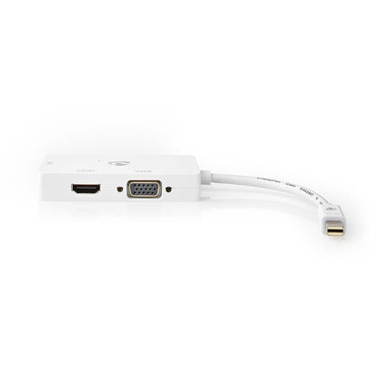 Nedis CCGB37466WT02 | DisplayPort Adapter | Mini DisplayPort Male | DVI-D 24+1-Pin Female / HDMI™ Output / VGA Female | 4K@60Hz | Nickel Plated | Switchable | 0.20 m | Round | ABS | ABS | White | Box