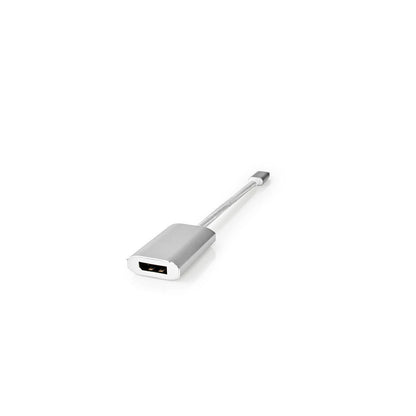 Nedis USB-C™ Adapter | USB 3.2 Gen 1 | USB-C™ Male | DisplayPort Female / USB-C™ Female | 4K@60Hz | Power delivery | 0.20 m | Round | Gold Plated | Braided / Nylon | Silver | Cover Window Box