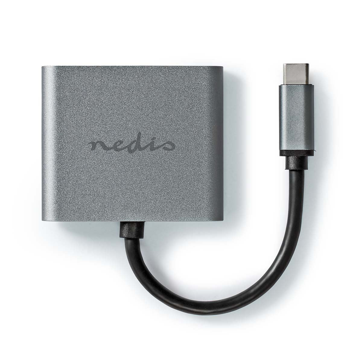 Nedis USB-C™ Adapter | USB 3.2 Gen 1 | USB-C™ Male | 2x HDMI™ | 4K@30Hz | 0.10 m | Round | Nickel Plated | PVC | Black | 17.080.818