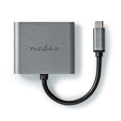 Nedis USB-C™ Adapter | USB 3.2 Gen 1 | USB-C™ Male | 2x HDMI™ | 4K@30Hz | 0.10 m | Round | Nickel Plated | PVC | Black | 17.080.818