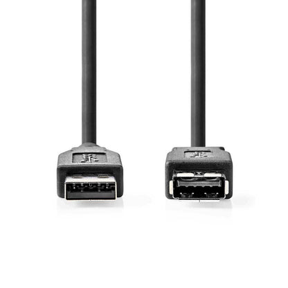 Nedis USB Cable | USB 3.2 Gen 1 | USB-A Male | USB-A Female | 5 Gbps | Nickel Plated | 3.00 m | Round | PVC | Black | Label