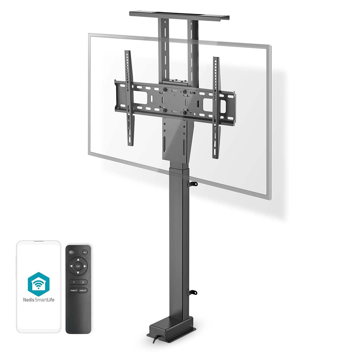 Nedis Motorised TV Stand | 37 - 80 " | Maximum supported screen weight: 60 kg | Built-in Cabinet Design | Lift range: 79 - 184 cm | Remote controlled | ABS / Steel | Black