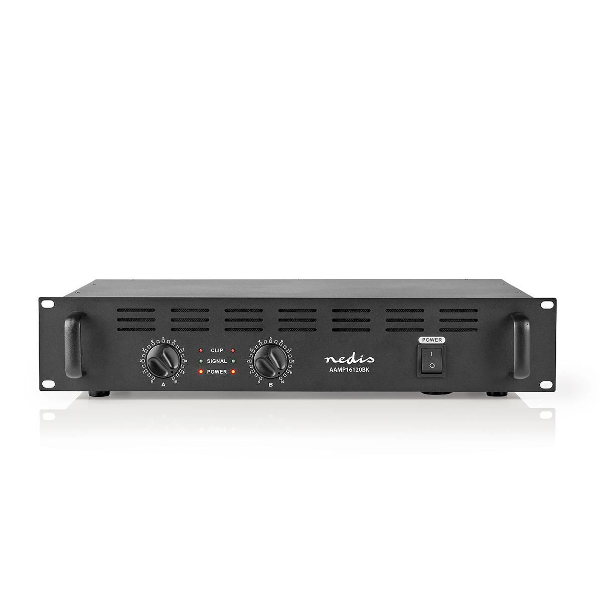Nedis PA Amplifier | RMS output: 2x 100 W @ 8 Ohm / 2x 150 W @ 4 Ohm | 2 Channels | 2U | 19" rack mountable | Metal | Black