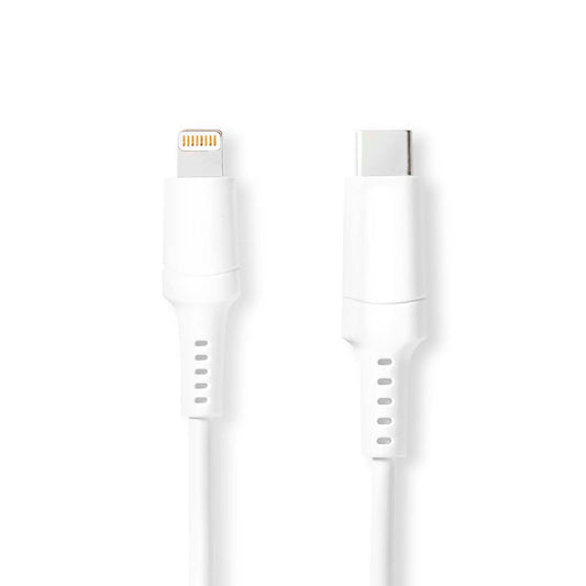 Nedis Lightning Cable | USB 2.0 | Apple Lightning 8-Pin | USB-C™ Male | 480 Mbps | Nickel Plated | 2.00 m | Round | PVC | White | Box | 17.081.184