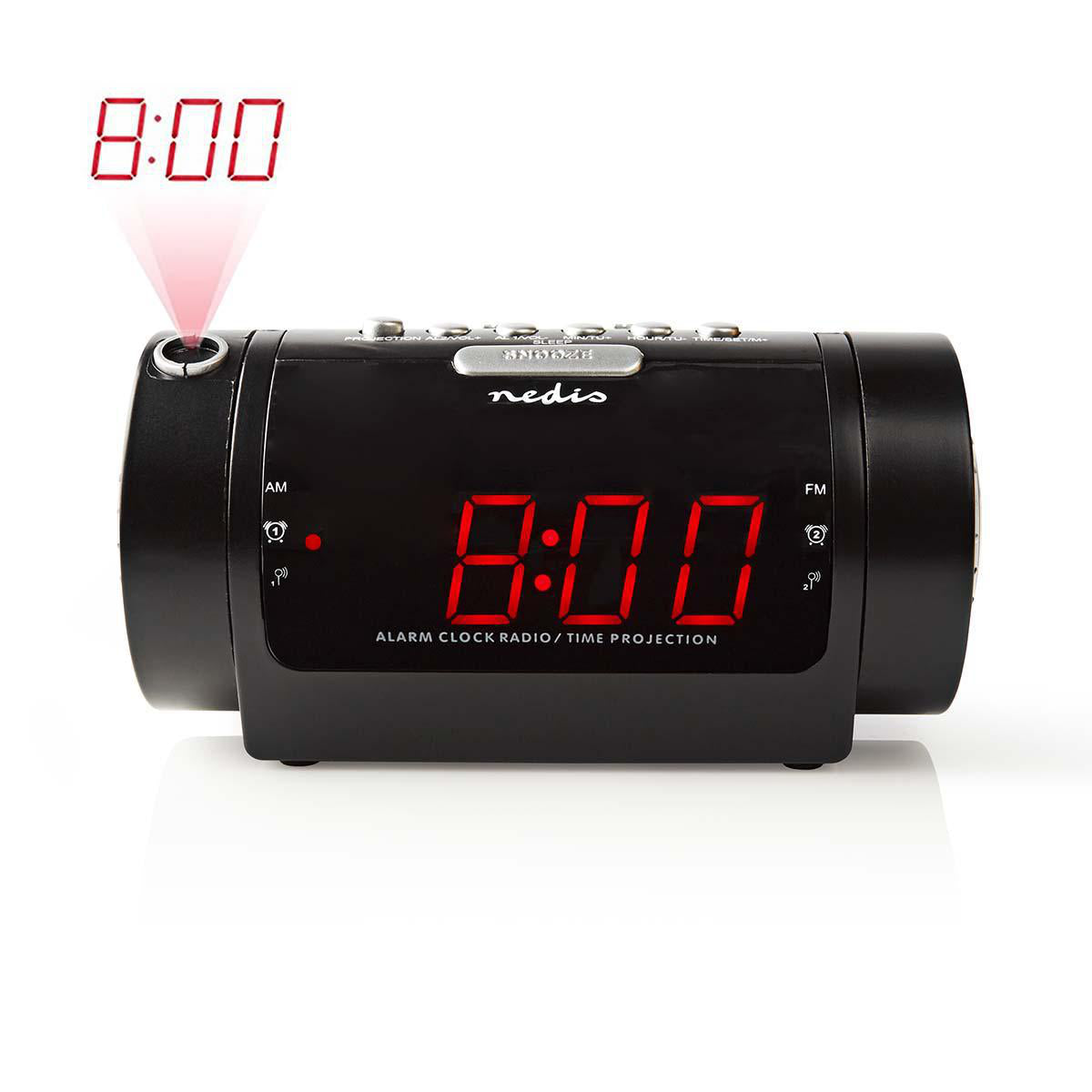 Nedis CLAR005BK | Digital Alarm Clock Radio | LED Display | Time projection | AM / FM | Snooze function | Sleep timer | Number of alarms: 2 | Black
