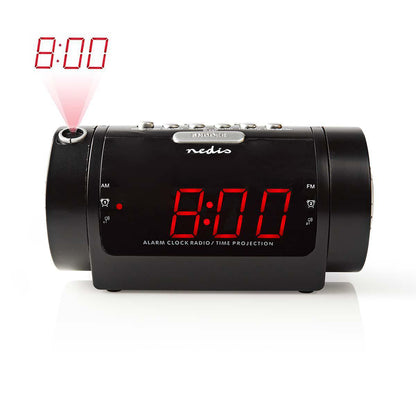 Nedis CLAR005BK | Digital Alarm Clock Radio | LED Display | Time projection | AM / FM | Snooze function | Sleep timer | Number of alarms: 2 | Black