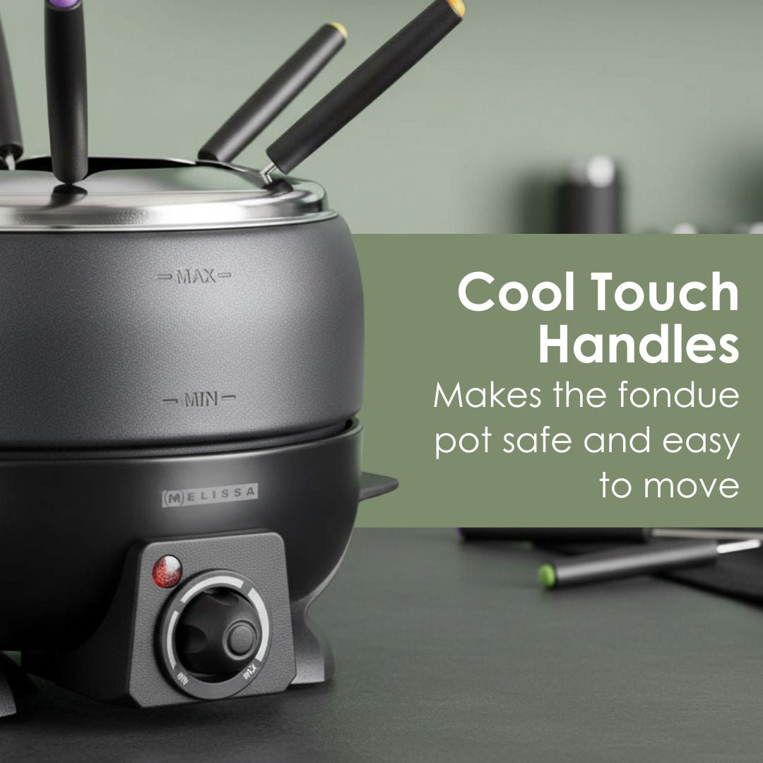 MELISSA Fondue Set | 6 Persons | 2.3 l | Adjustable temperature control | 800 W | Cool touch handles | Anti-slip feet | Overheating protection