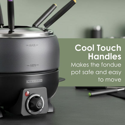 MELISSA Fondue Set | 6 Persons | 2.3 l | Adjustable temperature control | 800 W | Cool touch handles | Anti-slip feet | Overheating protection