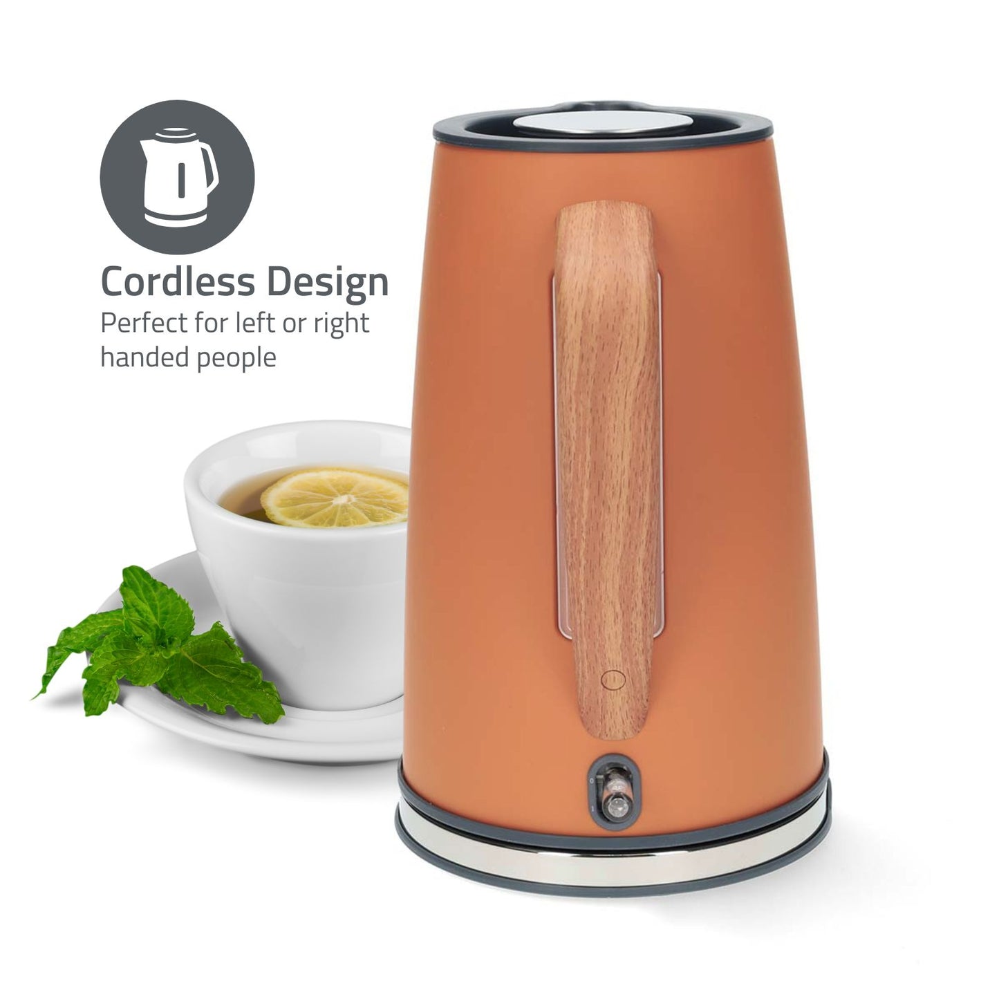 Nedis Electric Kettle | 1.7 l | Soft-Touch | Orange | Rotatable 360 degrees | Concealed heating element | Strix® controller | Boil-dry protection
