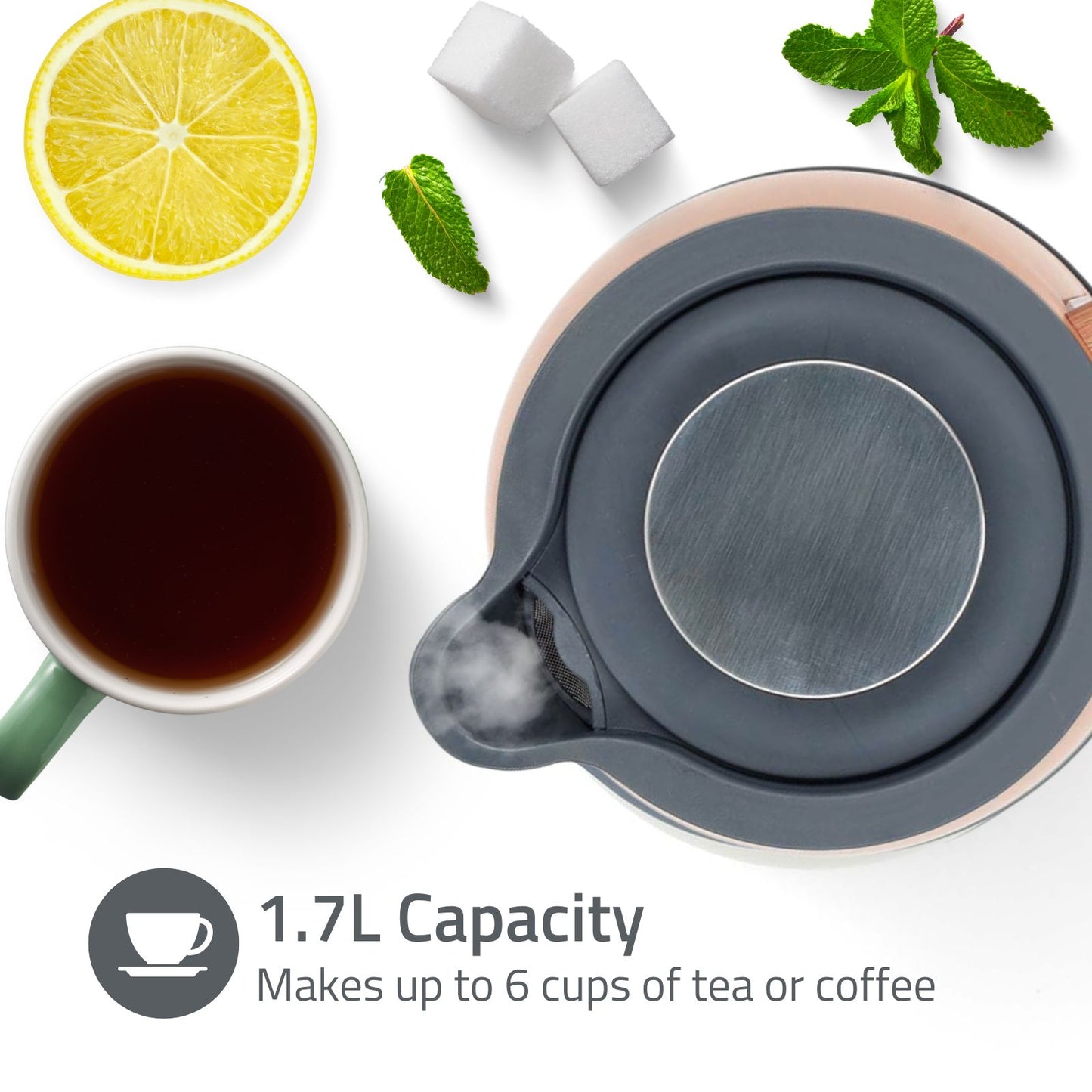 Nedis Electric Kettle | 1.7 l | Soft-Touch | Orange | Rotatable 360 degrees | Concealed heating element | Strix® controller | Boil-dry protection