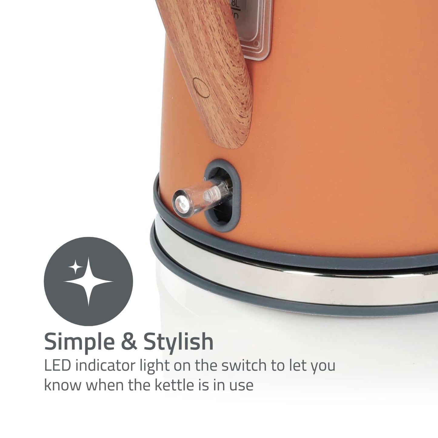 Nedis Electric Kettle | 1.7 l | Soft-Touch | Orange | Rotatable 360 degrees | Concealed heating element | Strix® controller | Boil-dry protection