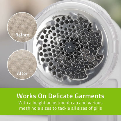 Nedis Fabric Shaver and Rechargeable Lint Remover, Electric Debobbler for Clothes and Furniture, USB-C Charging with 2 Speed Settings - White & Gold