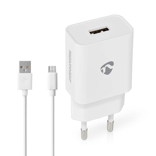 Nedis Wall Charger | 12 W | Quick charge feature | 2.4 A | Number of outputs: 1 | USB-A | Micro USB (Loose) Cable | 1.00 m | Single Voltage Output | White