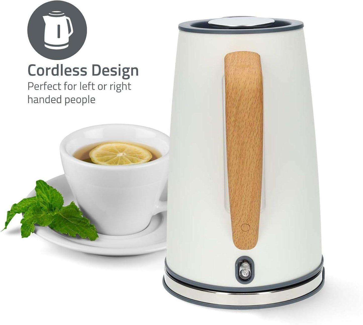 Nedis Electric Kettle | 1.7 l | Soft-Touch | White | Rotatable 360 degrees | Concealed heating element | Strix® controller | Boil-dry protection