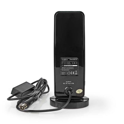 Nedis Indoor HDTV Antenna | Active | FM / UHF / VHF | Reception range: 0-15 km | LTE700 | Gain: 28 dB | ABS | Black
