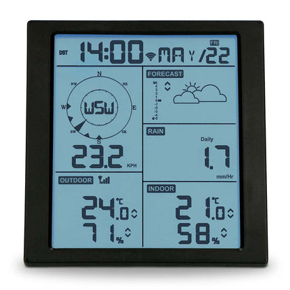 Alecto WS5200 | 6-in-1 Wi-Fi Weather Station | Indoor and Outdoor Temperature, Forecast, Wind, Pressure, Humidity, Rain & More | Outside Wireless sensor | Application | Black