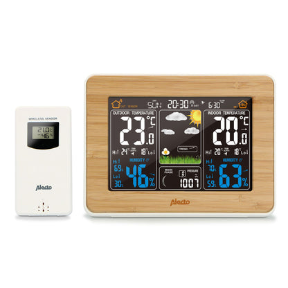 Alecto Weather Station | Indoor and Outdoor Temperature | Outside Wireless sensor | Bamboo