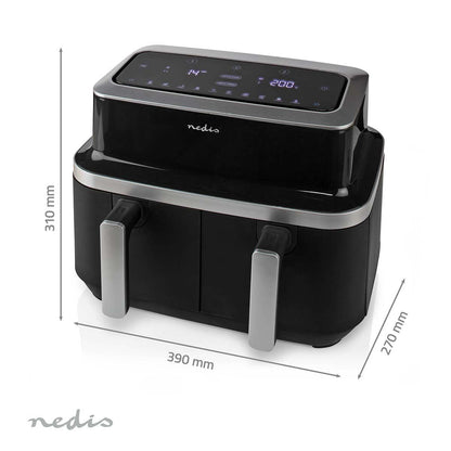 Nedis Hot Air Fryer | 2x4.2 l | Timer: 60 min | Number of preset programs: 10 | Digital