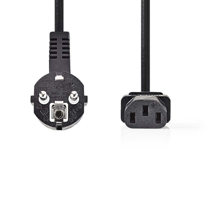 Nedis Power Cable | Plug with earth contact male | IEC-320-C13 | Angled | Straight | Nickel Plated | 5.00 m | Round | PVC | Black | Label