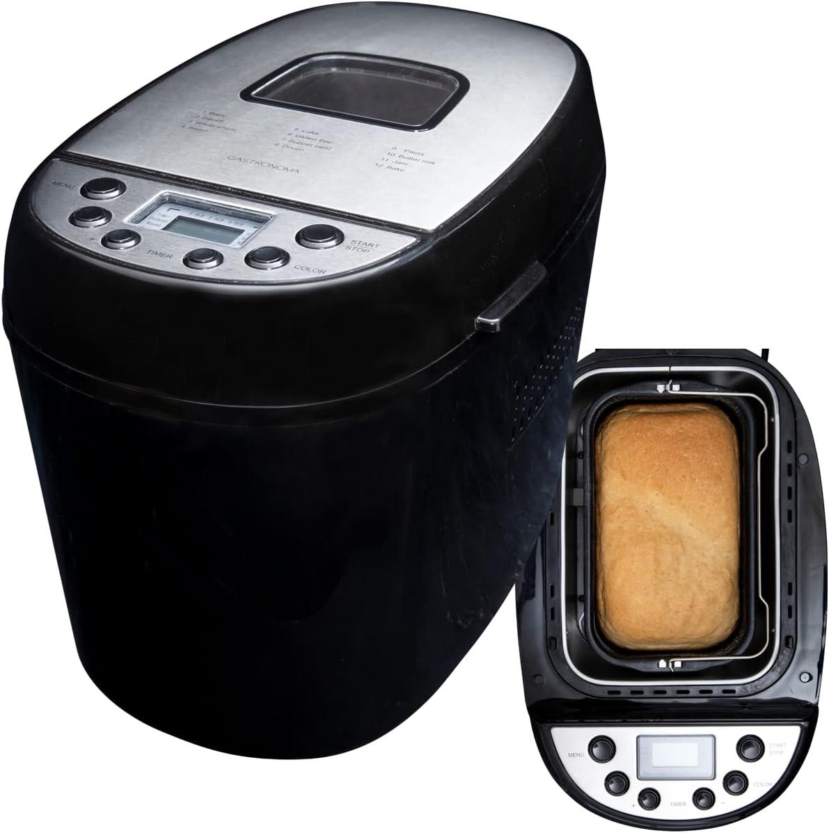 Gastronoma 18260001 | Automatic Bread Maker | 12 Digital Preset Programs | Time | LCD Screen | Black