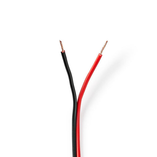 Nedis Speaker Cable | 2 x 0.75 mm² | Copper | 100.0 m | Round | PVC | Black / Red | Reel