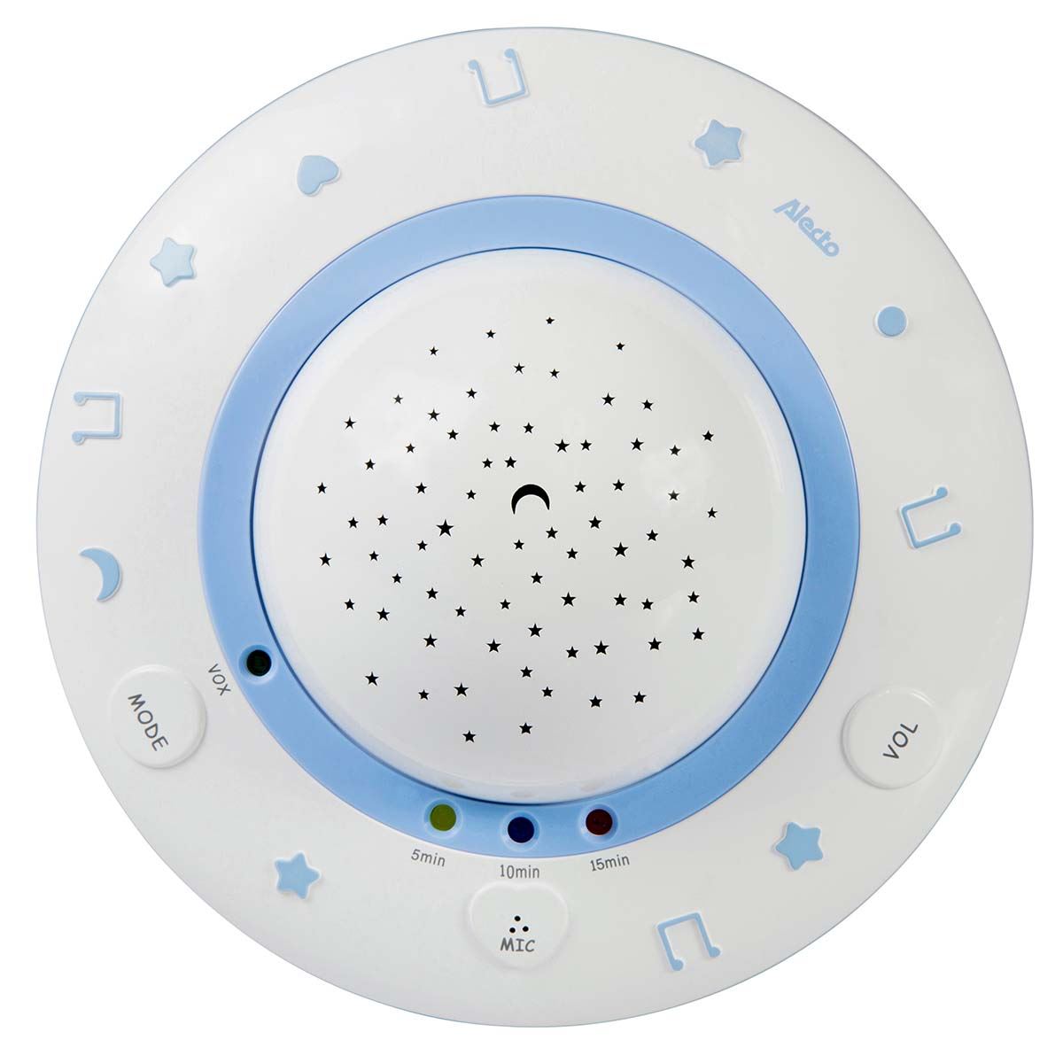 Alecto Starry Sky Nusery Projector | Adjustable Play Time | Voice Activated | Music & Light | White / Blue