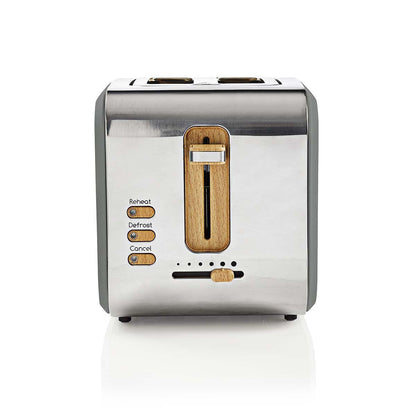 Nedis Toaster | Soft Touch Series | 2 Bread Slices | 2 Slots | Browning levels: 6 | Defrost feature | Grey