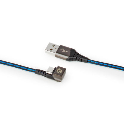 Nedis USB Cable | USB 2.0 | USB-A Male | USB-C™ Male | 480 Mbps | Gold Plated | 2.00 m | Round | Braided / Nylon | Black / Blue | Cover Window Box