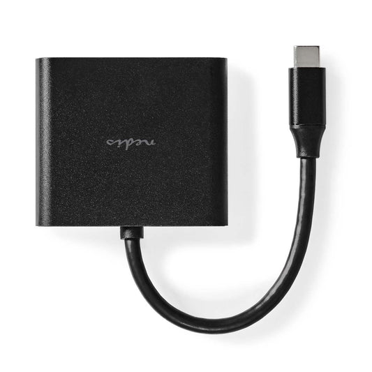 Nedis USB Multi-Port Adapter | USB 3.2 Gen 1 | USB-C™ Male | HDMI™ Output / USB-A Female / USB-C™ Female | 5 Gbps | 0.10 m | Round | Nickel Plated | PVC | Black | Box
