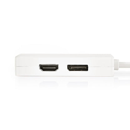 Nedis Mini DisplayPort Cable | DisplayPort 1.2 | Mini DisplayPort Male | DisplayPort Female / DVI-D 24+1-Pin Female / HDMI™ Input | 21.6 Gbps | Nickel Plated | 0.20 m | Round | PVC | White | Polybag