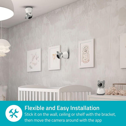 Nedis SmartLife Indoor Camera | Wi-Fi | Full HD 1080p | Pan tilt | Cloud Storage (optional) / microSD (not included) | With motion sensor | Night vision | Grey / White