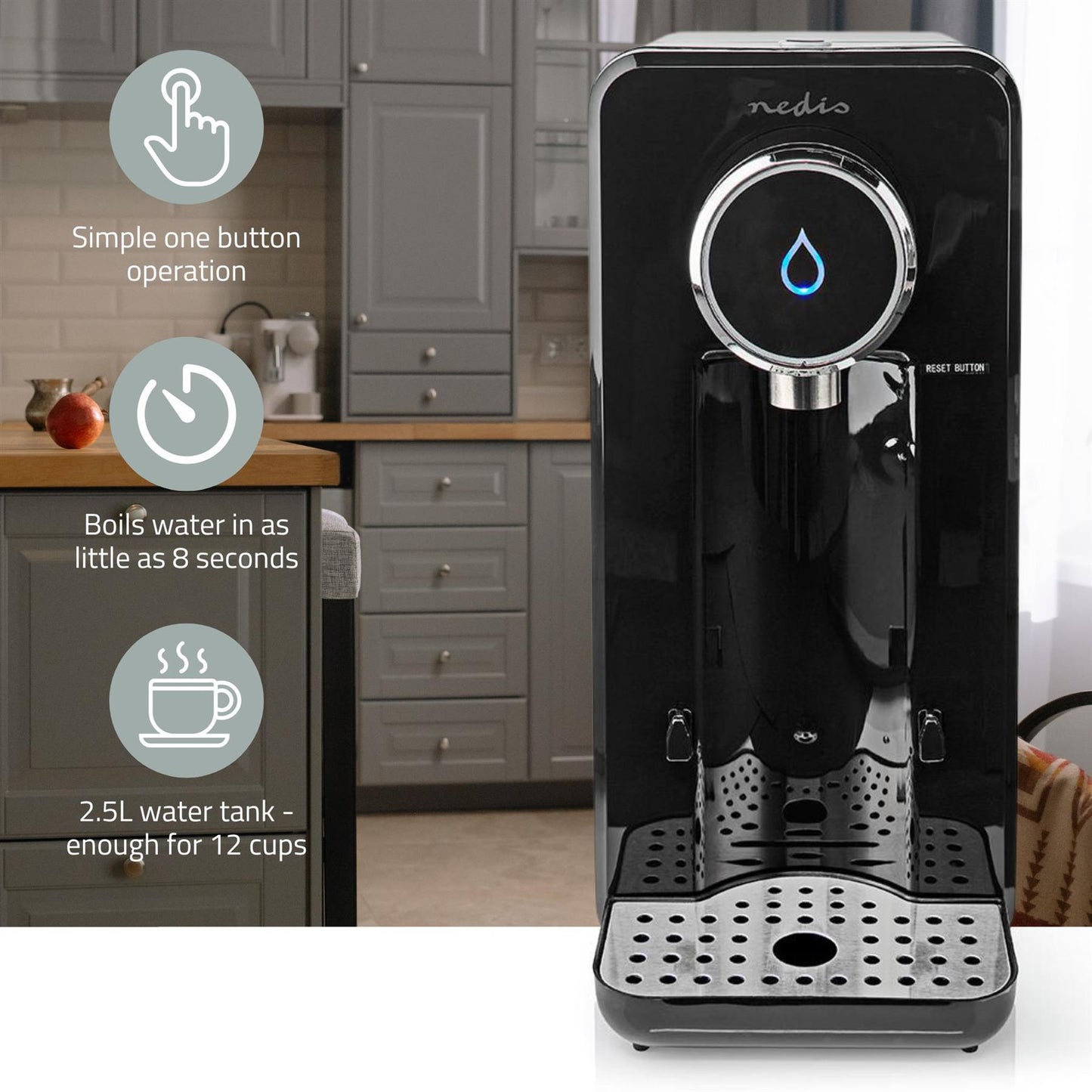 Nedis Hot Water Dispenser | 2600 W | 2.5 l | Black