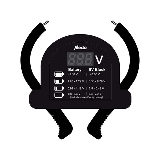 Alecto Digital LCD Battery tester for AA AAA C D 9V (PP3) & Button Cell Batteries | Black
