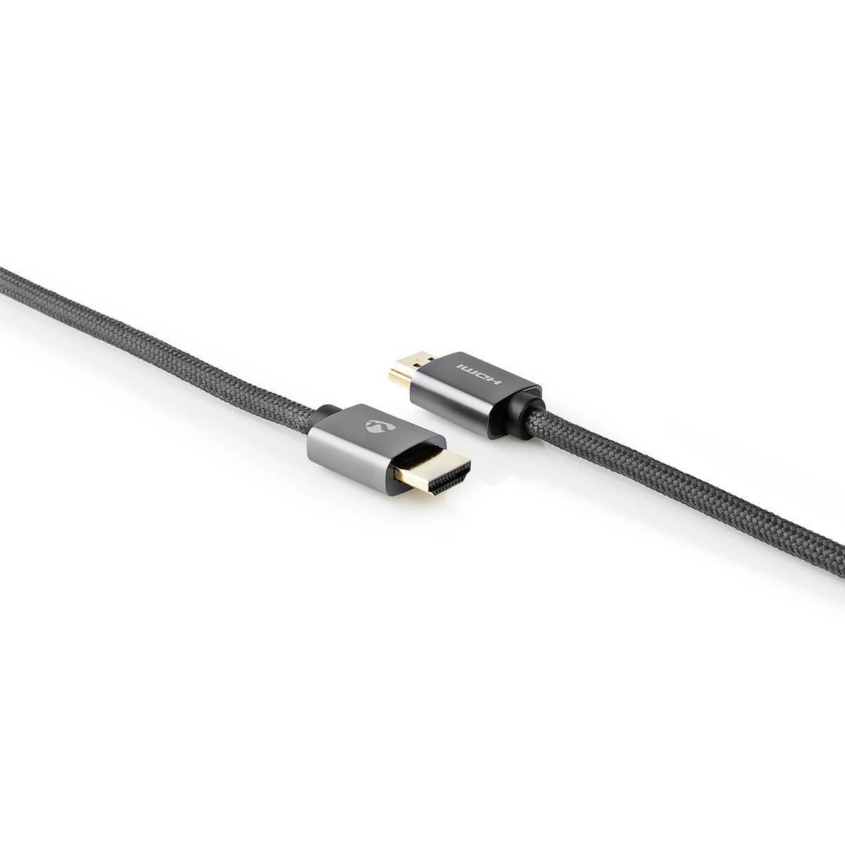 Nedis High Speed HDMI™ Cable with Ethernet | HDMI™ Connector | HDMI™ Connector | 4K@60Hz | ARC | 18 Gbps | 10.0 m | Round | Cotton | Gun Metal Grey | Cover Box