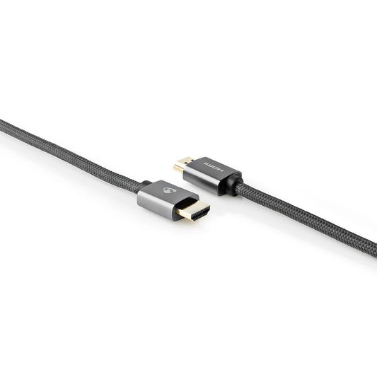 Nedis High Speed HDMI™ Cable with Ethernet | HDMI™ Connector | HDMI™ Connector | 4K@60Hz | ARC | 18 Gbps | 10.0 m | Round | Cotton | Gun Metal Grey | Cover Box