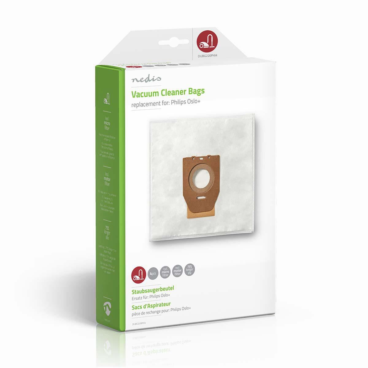 Nedis DUBG220PHI4 | Vacuum Cleaner Bag | 4 pcs | Synthetic | Most sold for: Philips | White