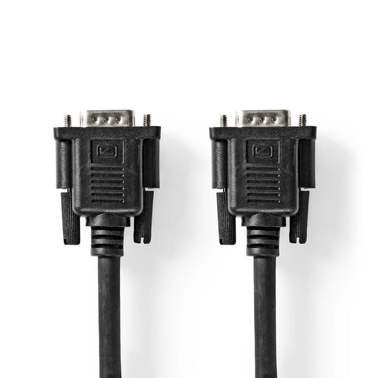 Nedis VGA Cable | VGA Male | VGA Female | Nickel Plated | Maximum resolution: 1280x800 | 2.00 m | Round | ABS | Black | Label